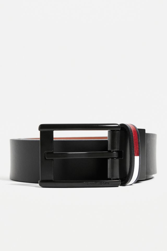 Tommy Jeans Black Leather Belt | Urban Outfitters UK