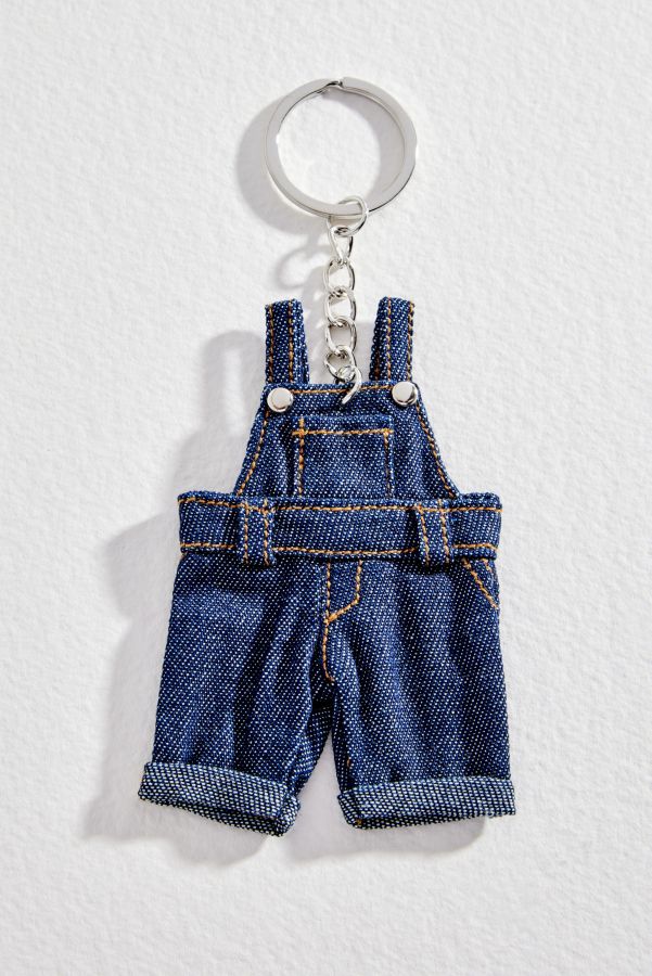 Slide View: 1: Mini Denim Dungarees Keyring