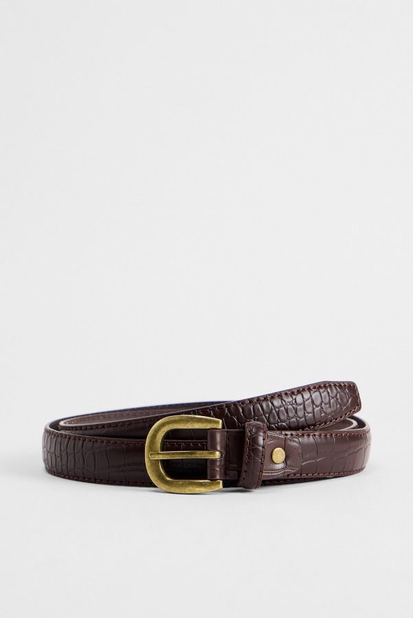 Slide View: 2: Loom Brown Croc Belt