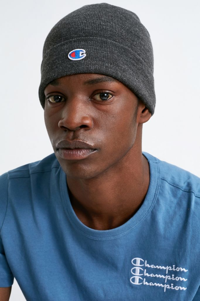 Champion 'C' Logo Charcoal Beanie | Urban Outfitters UK