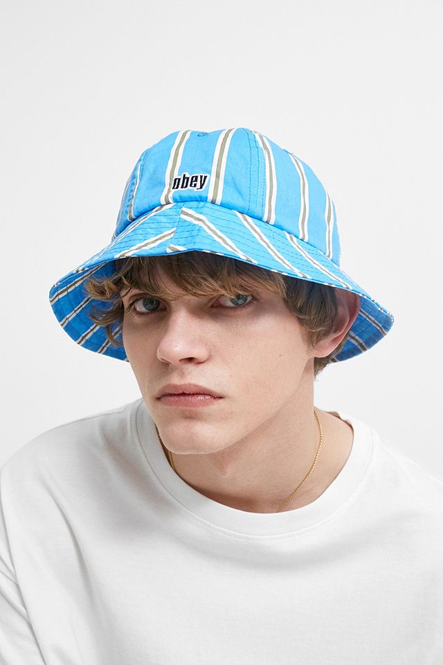 OBEY Carmal Blue Stripe Bucket Hat | Urban Outfitters UK