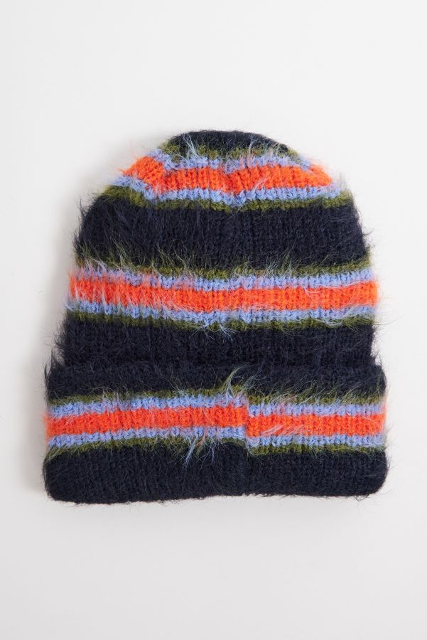 Slide View: 5: iets frans... Orange Stripe Eyelash Knit Beanie