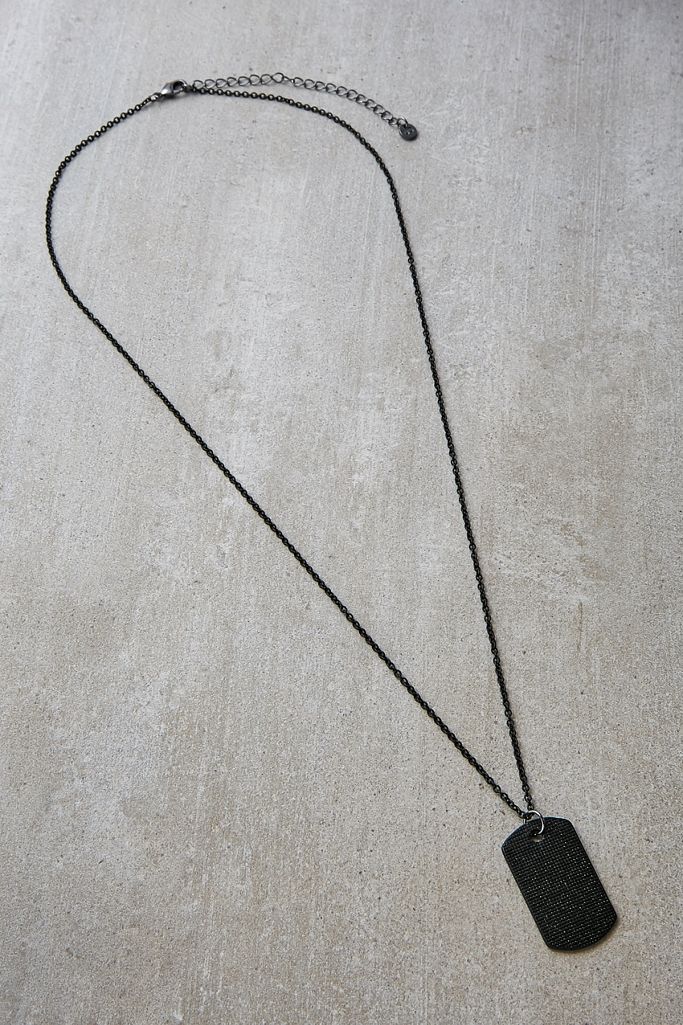 Black Dog Tag Necklace Urban Outfitters UK
