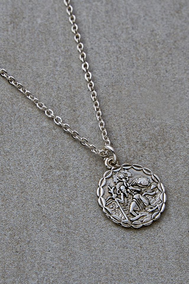 Silver-Plated Saint Christopher Necklace | Urban Outfitters UK