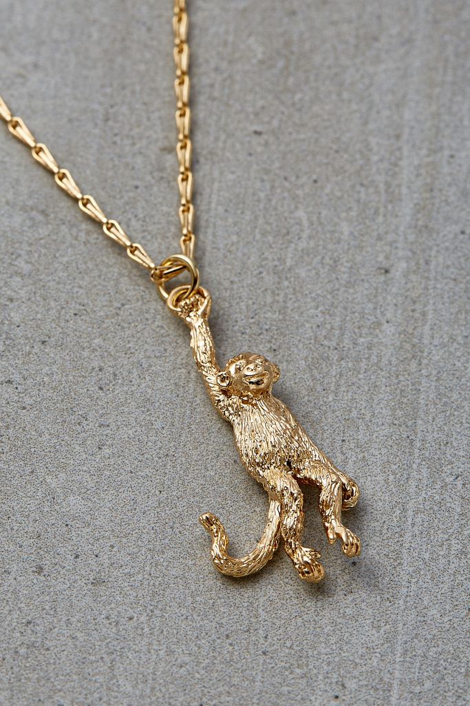 Mirabelle Monkey Pendant GoldPlated Necklace Urban Outfitters UK