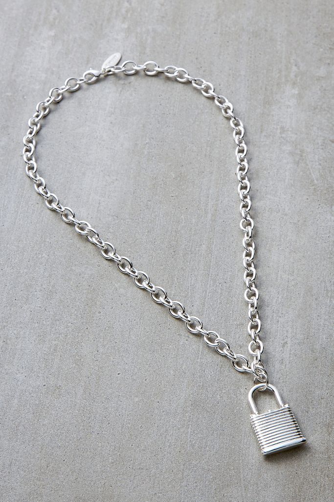 Silver Padlock Chain Necklace Urban Outfitters Uk 