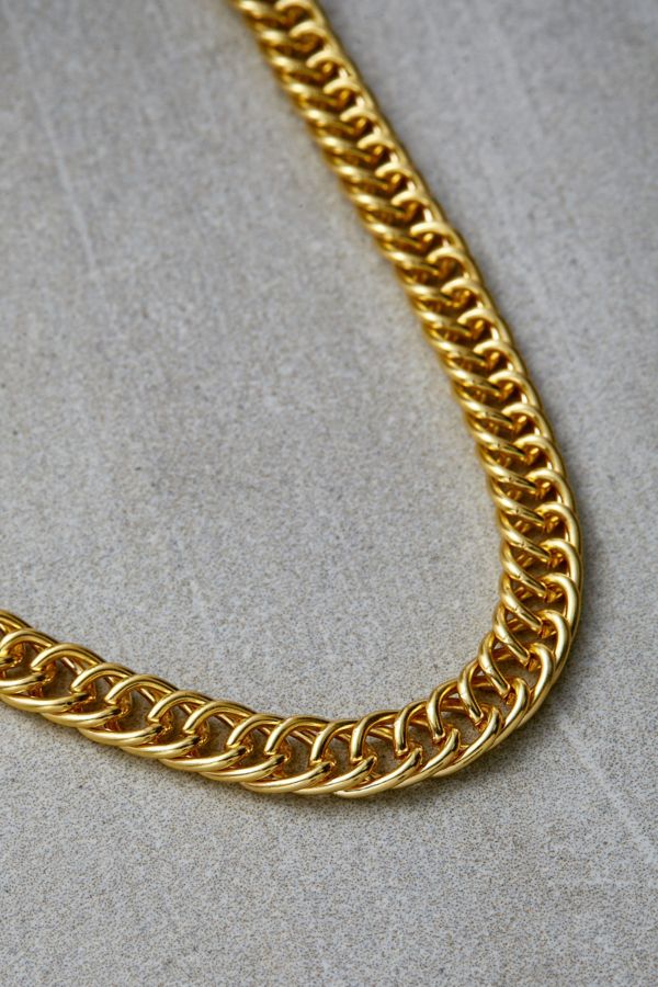 Gold Curve Neck Chain Necklace Urban Outfitters UK