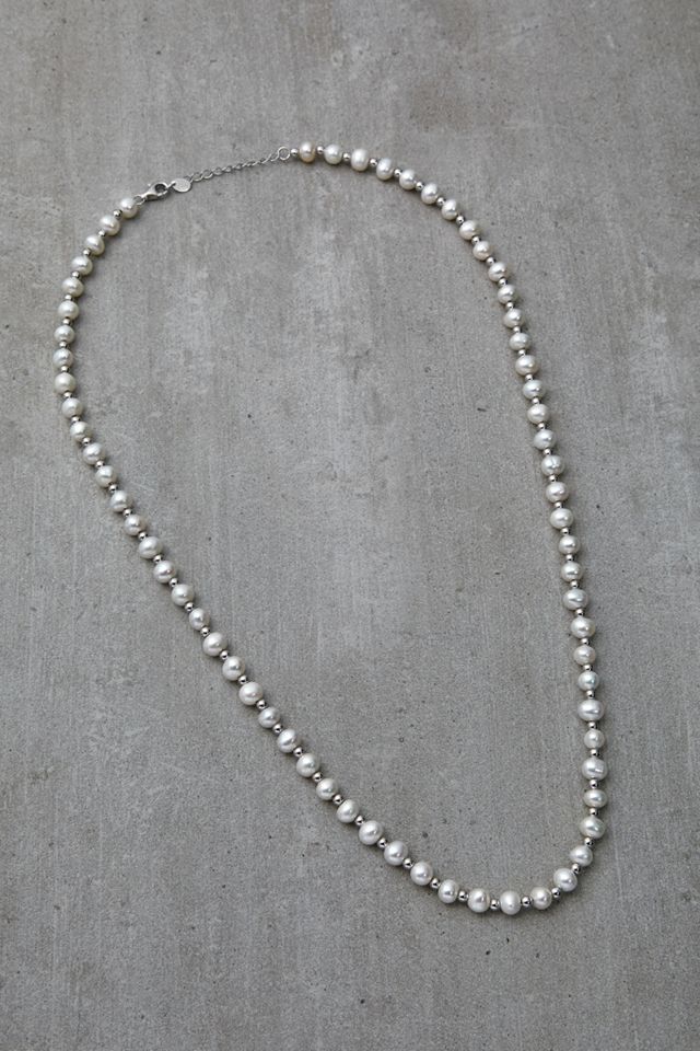 Serge DeNimes Silver Pearl Bead Necklace Urban Outfitters UK
