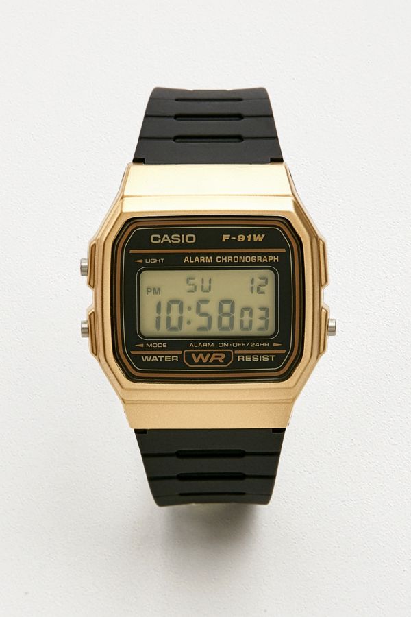 Casio F91W-1 Black and Gold Watch | Urban Outfitters UK