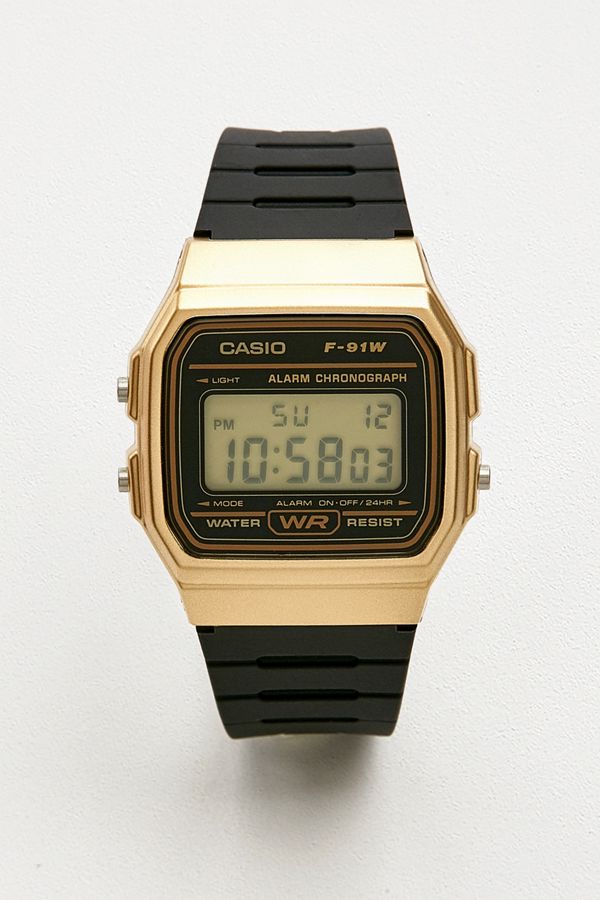 Casio F91W1 Black and Gold Watch Urban Outfitters UK