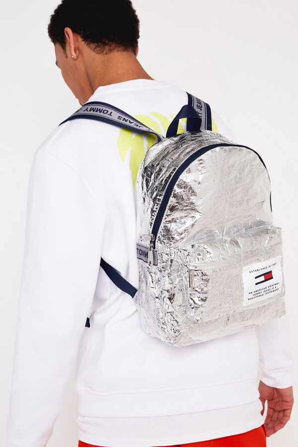 Tommy Jeans Logo Tape Silver Backpack Urban Outfitters UK