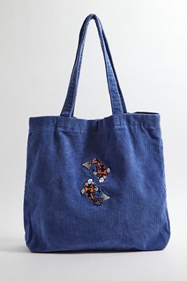 UO Blue Koi Corduroy Tote Bag 