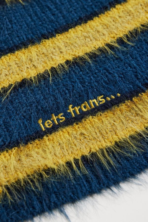 Slide View: 3: iets frans... Yellow Stripe Eyelash Knit Scarf