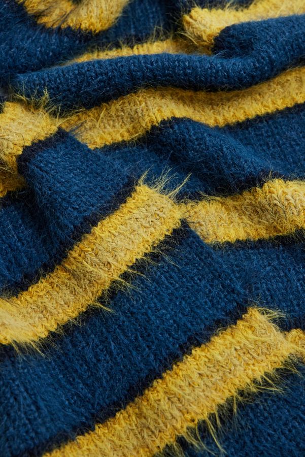 Slide View: 4: iets frans... Yellow Stripe Eyelash Knit Scarf