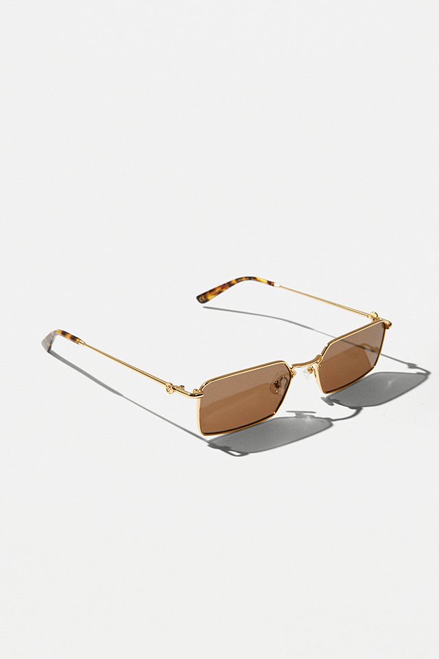 Hot Futures Gold-Tone & Brown Super Lover Sunglasses | Urban Outfitters UK