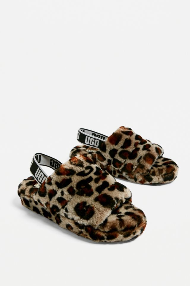 UGG Fluff Yeah Leopard Print Slide Slippers | Urban Outfitters UK