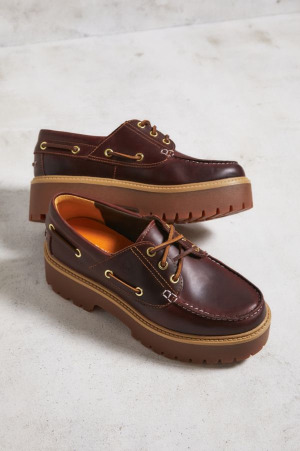 Slide View: 2: Timberland Burgundy Leather Platform Boat Shoes