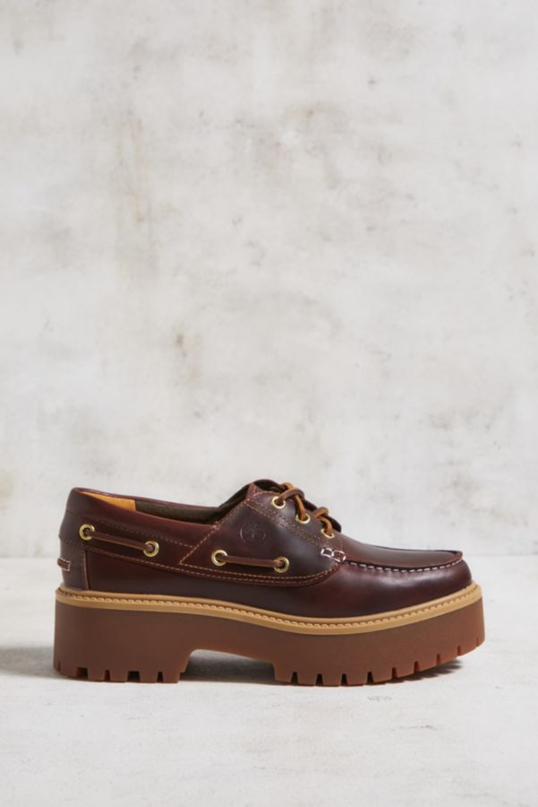 Slide View: 3: Timberland Burgundy Leather Platform Boat Shoes