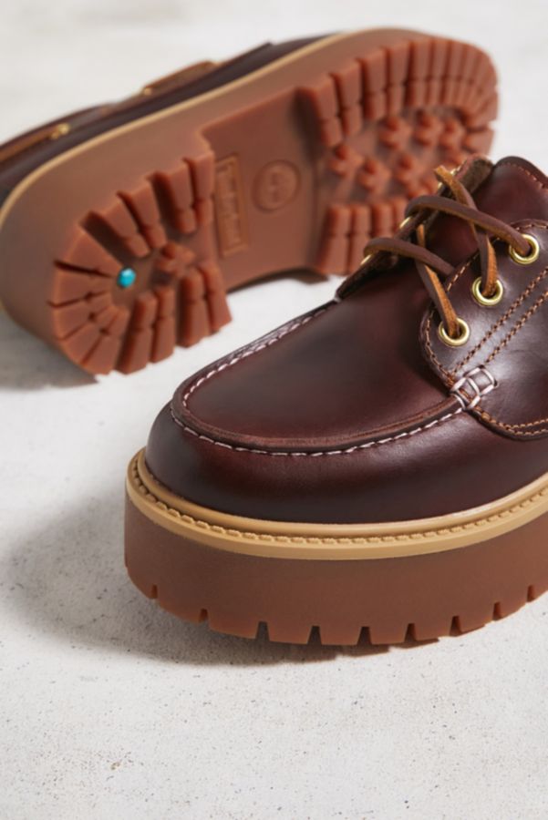 Slide View: 5: Timberland Burgundy Leather Platform Boat Shoes