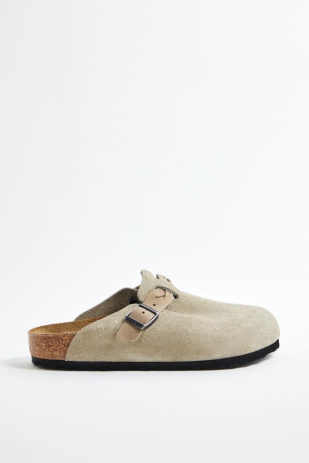 Vista de diapositivas: 3: Birkenstock Braided Taupe Suede Boston Clogs