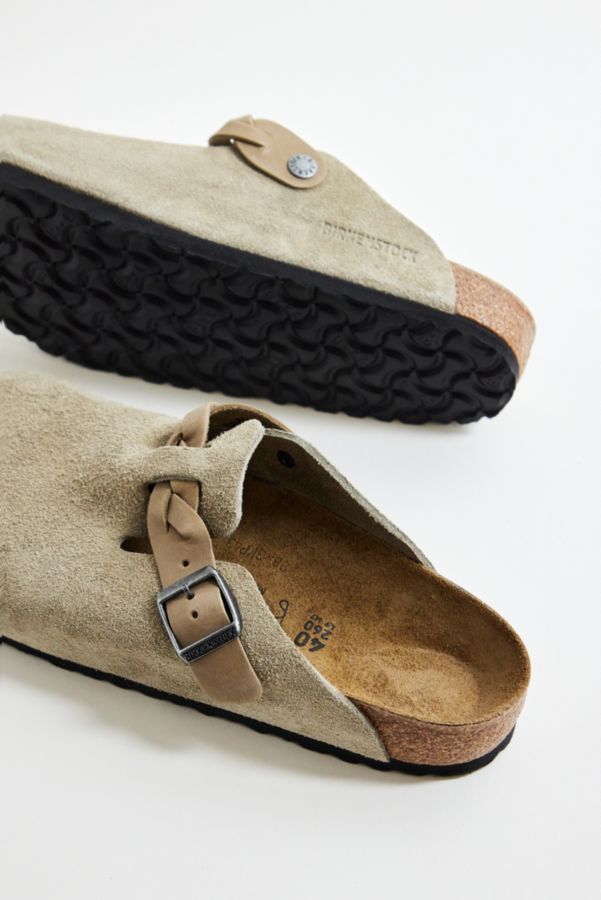 Vista de diapositivas: 5: Birkenstock Braided Taupe Suede Boston Clogs