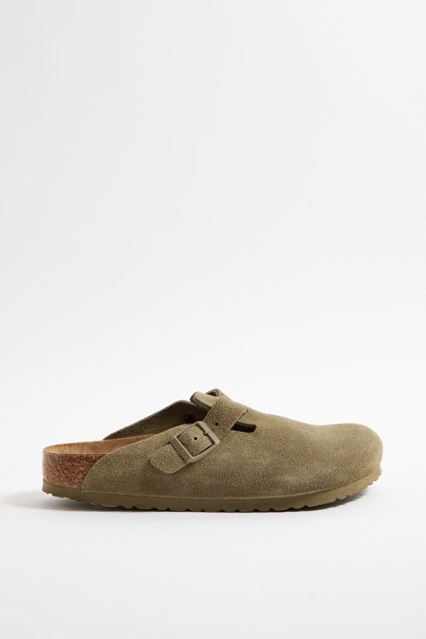 Slide View: 3: Birkenstock Faded Khaki Suede Boston Clogs