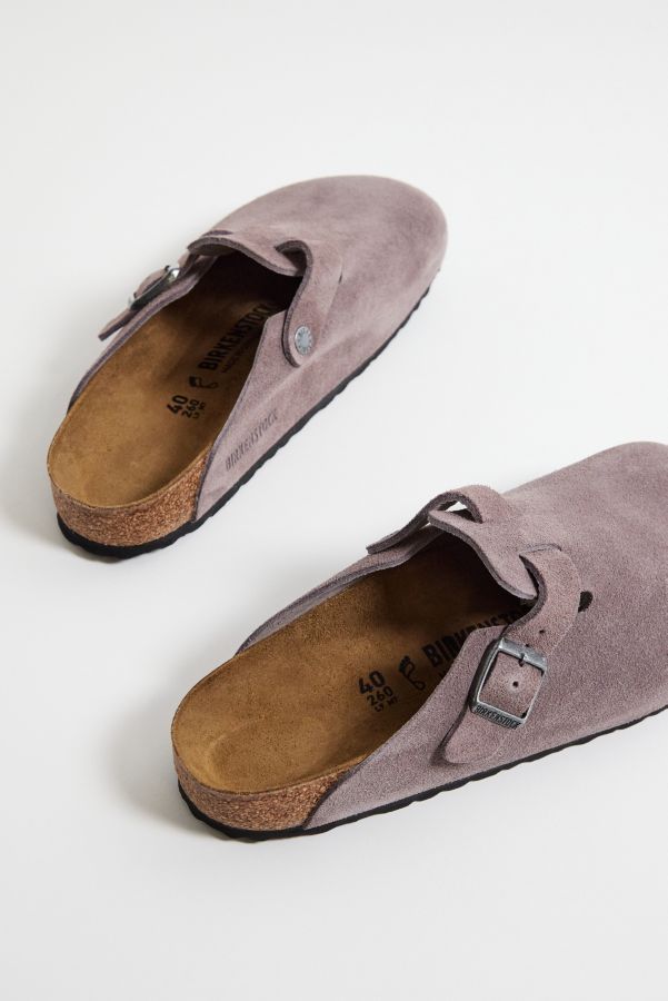 Vista diapositiva: 5: Zoccoli Boston Birkenstock in Camoscio Viola Sbiadito