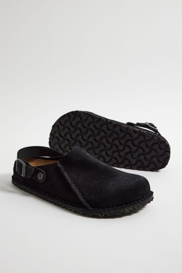 Vista diapositiva: 2: Pantofole Birkenstock Lutry in Pelle Scamosciata Premium Nera