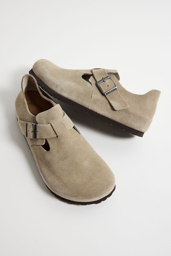 Slide View: 2: Birkenstock Grau Taupe Wildleder London Clogs