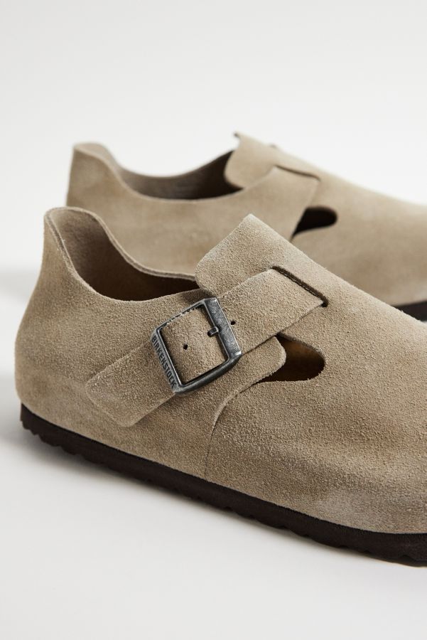 Slide View: 5: Birkenstock Grau Taupe Wildleder London Clogs