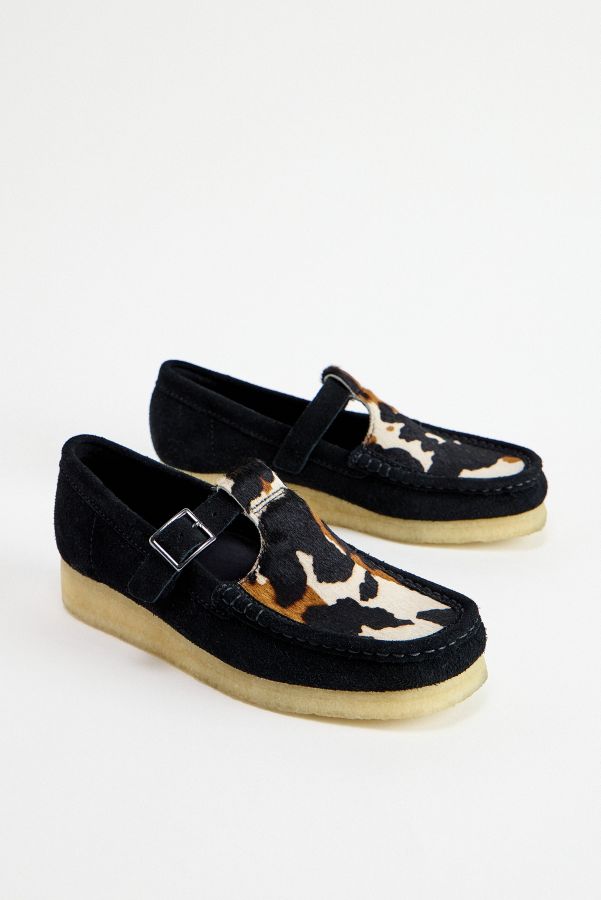 Slide View: 2: Clarks Originals Wallabee Kuh-Print T-Steg Schuhe