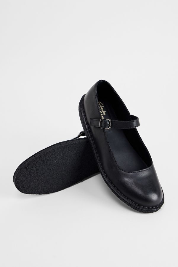 Slide View: 1: Clarks Originals Black Leather Ballerina Shoes