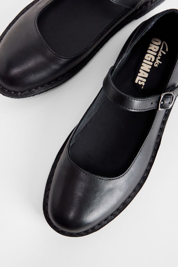 Slide View: 3: Clarks Originals Black Leather Ballerina Shoes