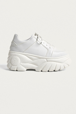 faux leather chunky trainers