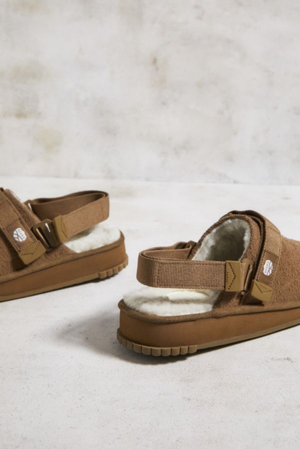 Slide View: 4: SHAKA Tan Snug Boa Suede Clogs