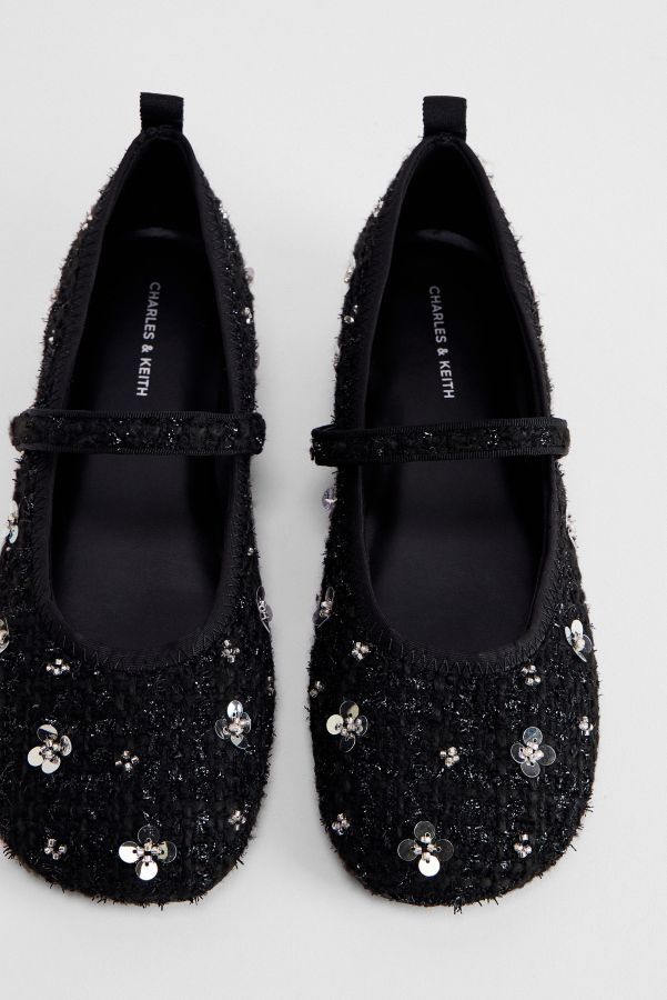 Slide View: 4: Charles & Keith Black Flower Mary Jane Shoes