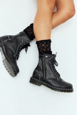 Dr. Martens Black Wanama 1460 Contrast Stitch Leather Boots