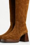 Bottes Mi-mollet En Daim Marron COULEUR POURPRE - Taille 36 - Occasion Très Bon état - Talon Bas
