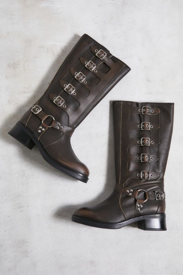 Slide View: 4: Steve Madden Brown Leather Battle Boots