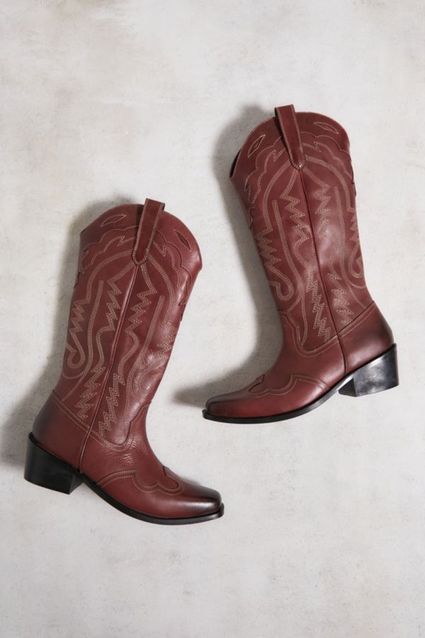 Slide View: 5: UO - Santiags Dallas en cuir rouges