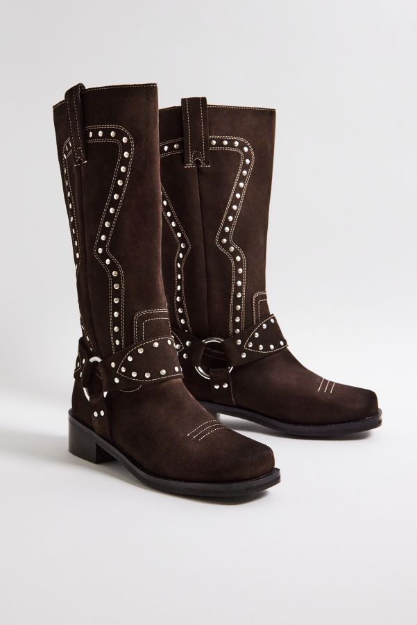 Slide View: 3: UO Austin Studded Suede Knee High Boots