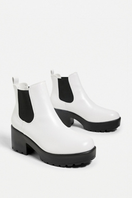 white heeled chelsea boots