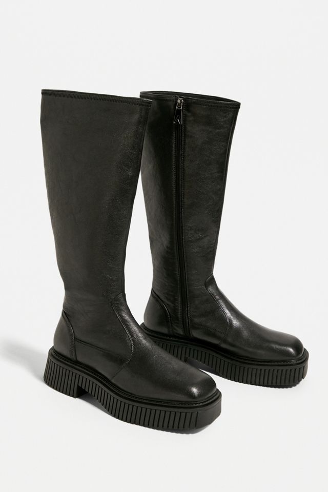 asra kanga knee high boots in black leather