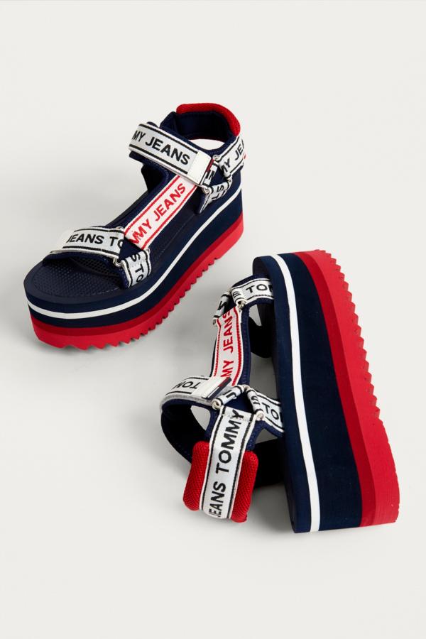 Tommy Jeans Technical Navy Platform Sandals | Urban Outfitters UK