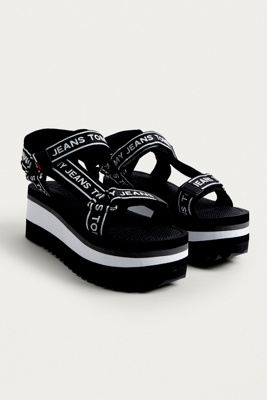 tommy jeans technical navy platform sandals