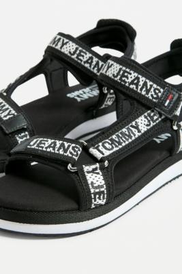 tommy hilfiger black mesh web sporty sandals