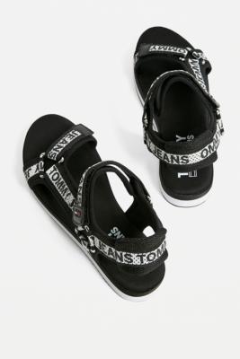 tommy hilfiger black mesh web sporty sandals