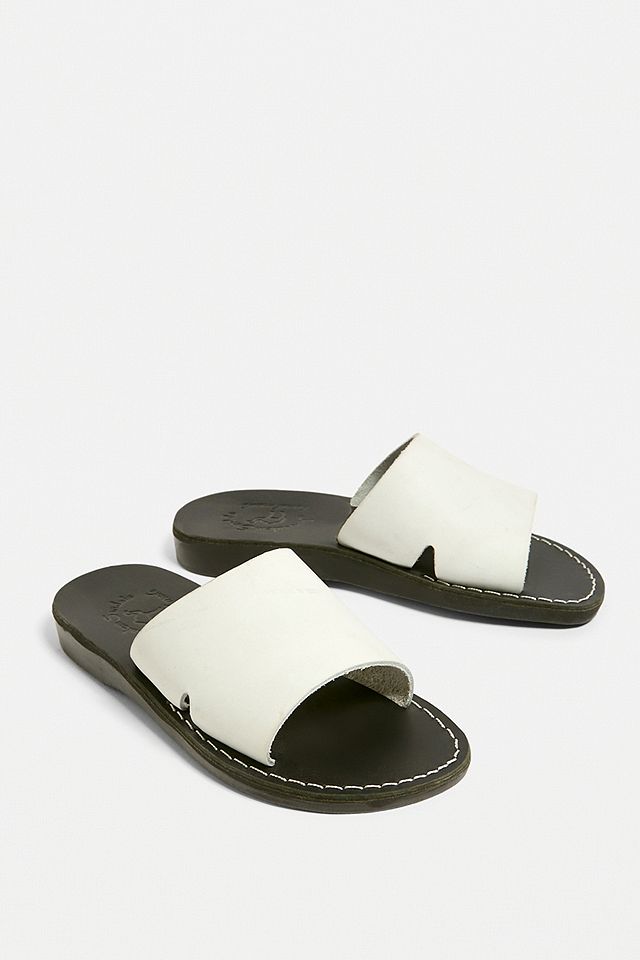 Jerusalem Sandals White Leather Slider Sandals | Urban Outfitters UK
