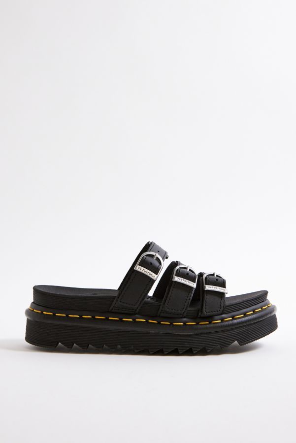 Vista de diapositivas: 3: Dr. Martens Black Hydro Leather Blaire Slide Sandals