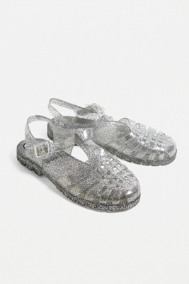 clear glitter jelly shoes